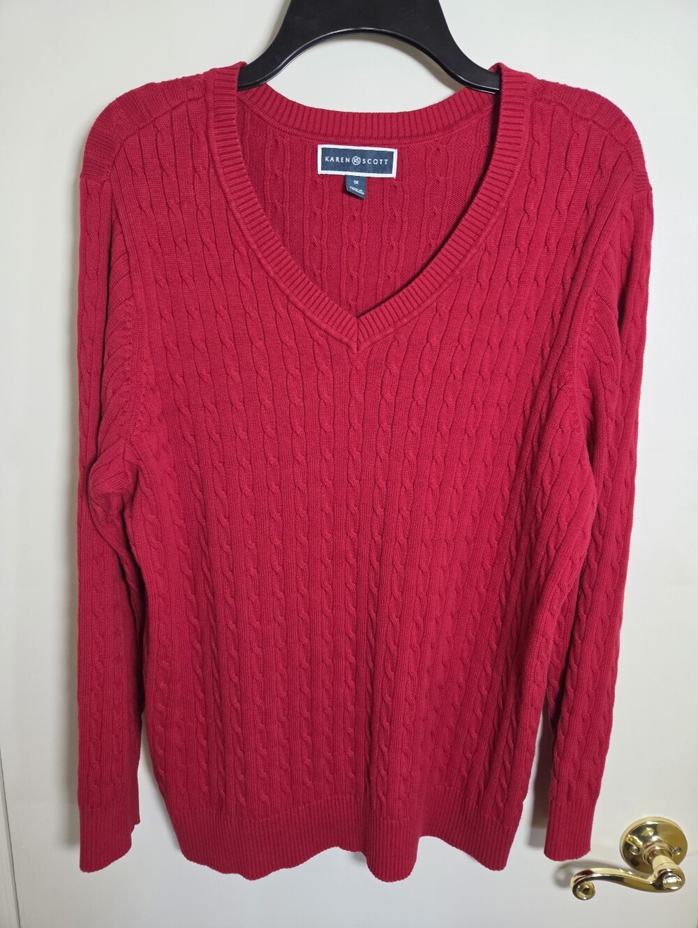 Old Navy Tunic Blouse XXL Red Gold Metallic Thread Peasant Holiday Party